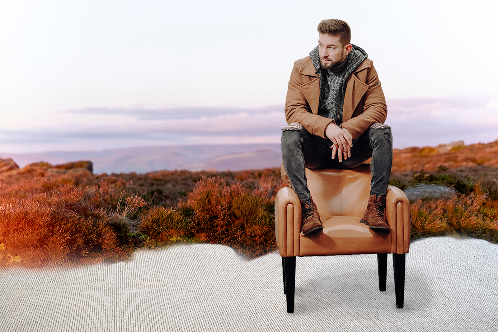 Man On Chair Luxury Wool Blend Carpet